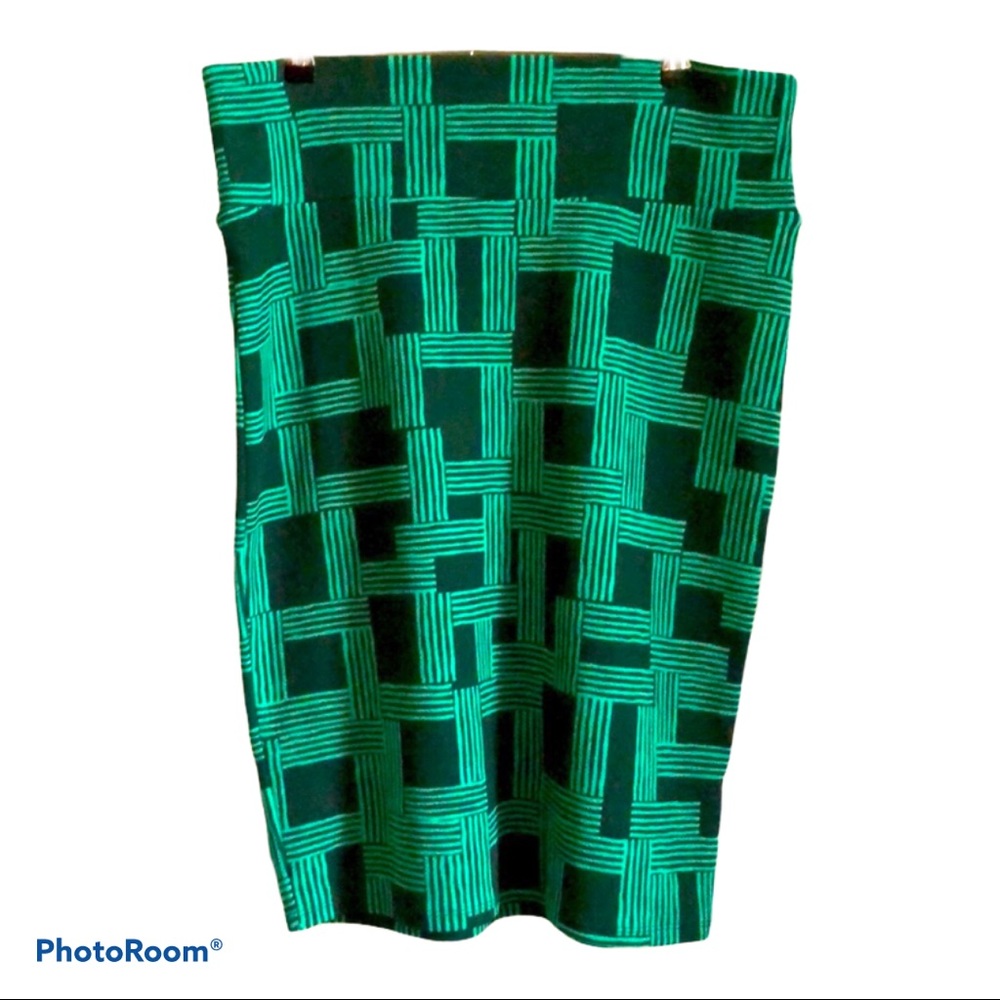 Geometric Office Siren Green Basket Weave Pencil Skirt‎ L - Picture 2 of 4